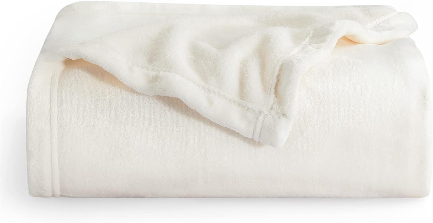 BEDSURE Fleece Blanket Twin Blanket - Cream Lightweight Blanket for Sofa, Couch, Bed, Camping, Tr... | Amazon (US)