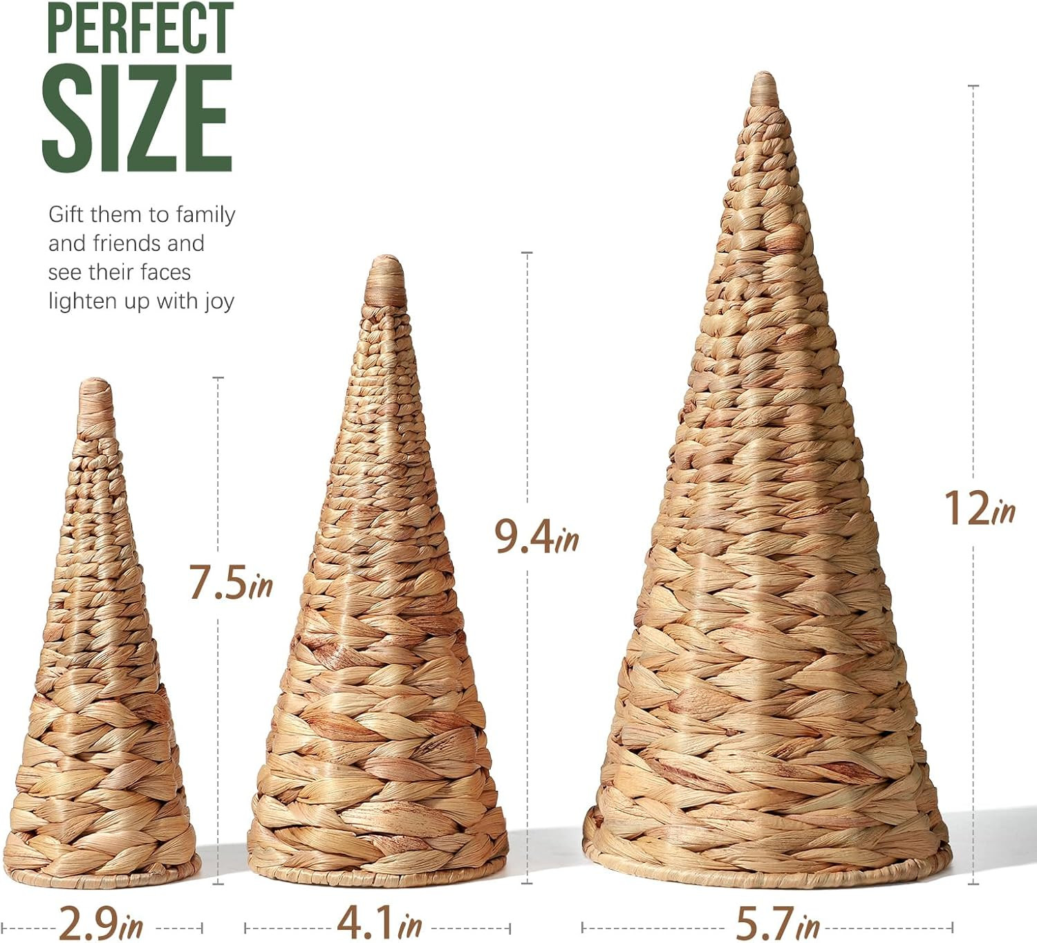 3pcs Woven Water Hyacinth Christmas Trees Decor, Artificial Christmas Tree Decorations for Home P... | Amazon (US)