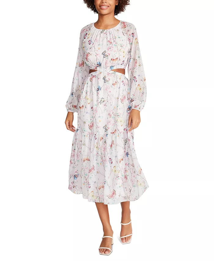 Women's Cadi Butterfly-Print Cutout Midi Dress | Macys (US)