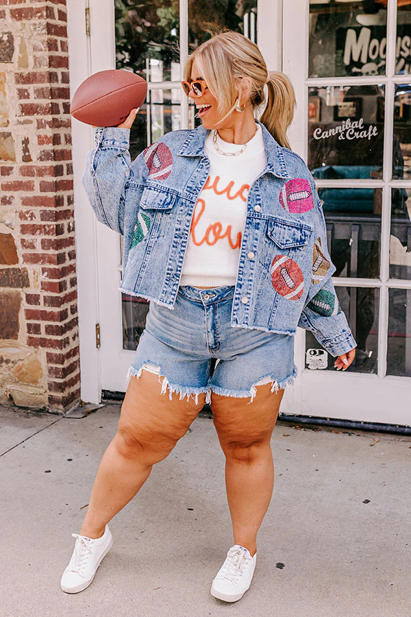 Tailgate Queen Denim Jacket Curves | Impressions Online Boutique