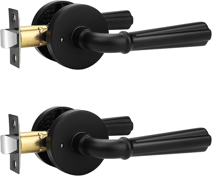 Orger 2 Pack Matte Black Interior Door Handle Round Privacy Door Lever Keyless, Bed and Bath Inte... | Amazon (CA)