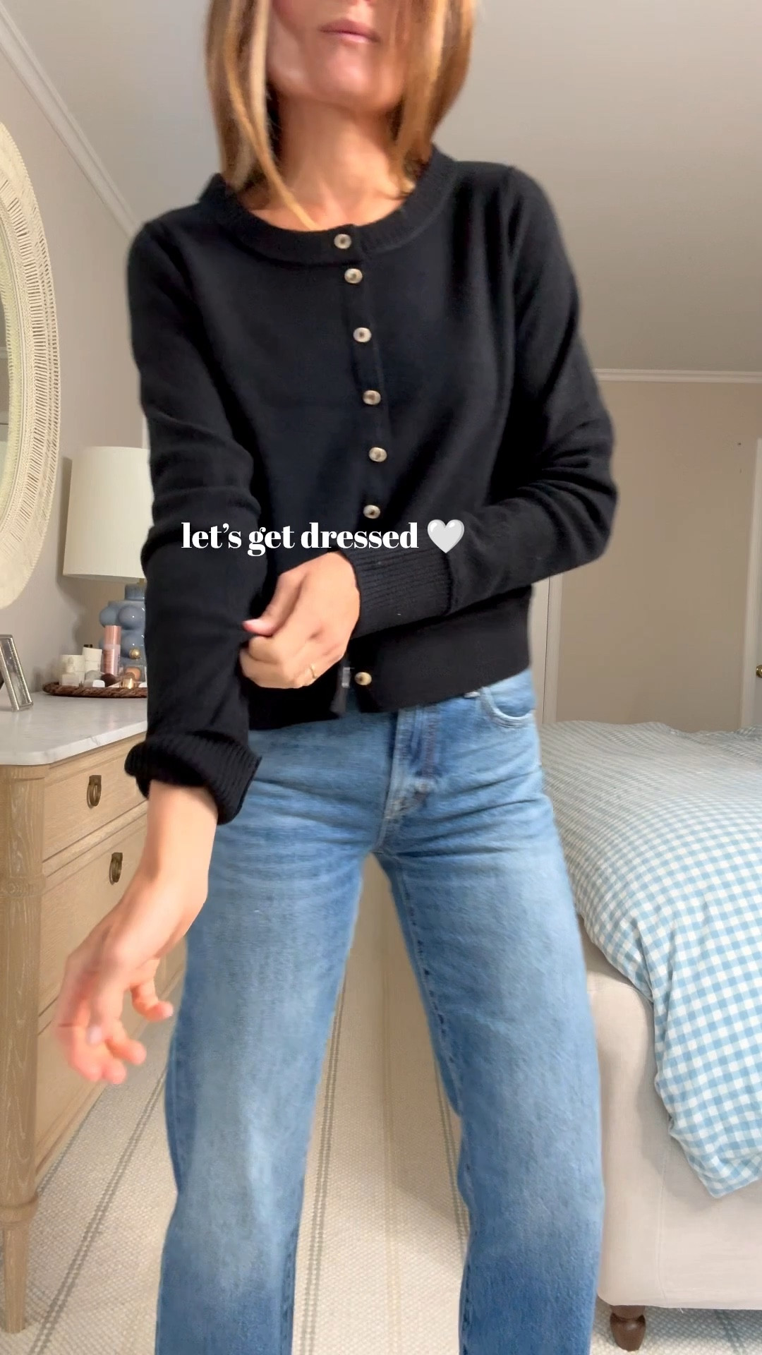 It’s cardigan season and I could be more excited. I already shared the silver color of this Free People Nocturnal Solid Cardi and the black is just as versatile and stunning. This is the perfect light layer for easing into Fall. Wearing a small TTS 🍁 • Loving these Lexi Mid Rise Straight Jeans from Pistola. This rich dark wash is a great color for Fall so you’ll see these getting more of my rotation. Customer reviews talk about how flattering and comfortable these jeans are and I couldn’t agree more! I’m wearing a 25, my true size. Use code MEG15 for 15% off • J. Crew Berkeley big bucket bag. I have this bag in leather and suede and love it so much • my shoes are old but linking two options if I were buying new for this outfit! 

#LTKSeasonal #LTKStyleTip #LTKSaleAlert