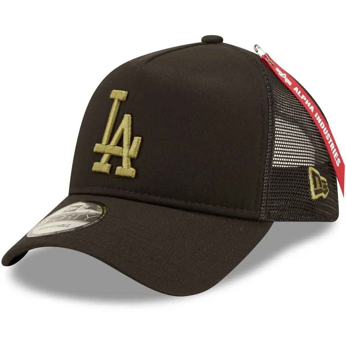 Men's New Era x Alpha Industries Black Los Angeles Dodgers A-Frame 9FORTY Trucker Snapback Hat at No | Nordstrom