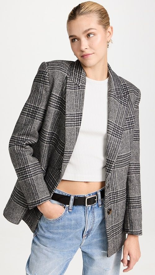 Something Navy Brushed Plaid Oversized Blazer | SHOPBOP | Shopbop