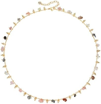 MTMY Beaded Necklaces for Women 14K Gold Plated Dainty Colorful Green/Rose Beaded Pearl Choker Ne... | Amazon (US)
