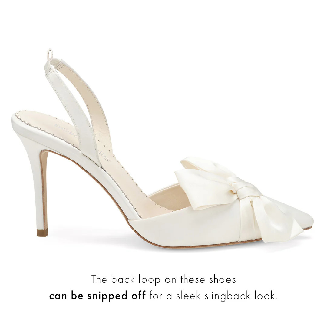 Bow Wedding Heels with Removable Ankle Straps | Bella Belle Shoes