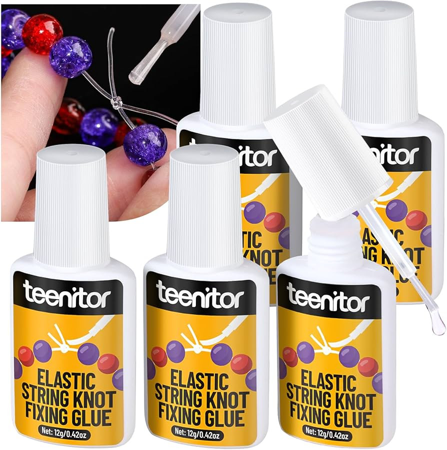 Teenitor 60g Jewelry Glue for Elastic String, 5 Pack Bracelet Glue for Elastic String, Jewelry Ma... | Amazon (US)