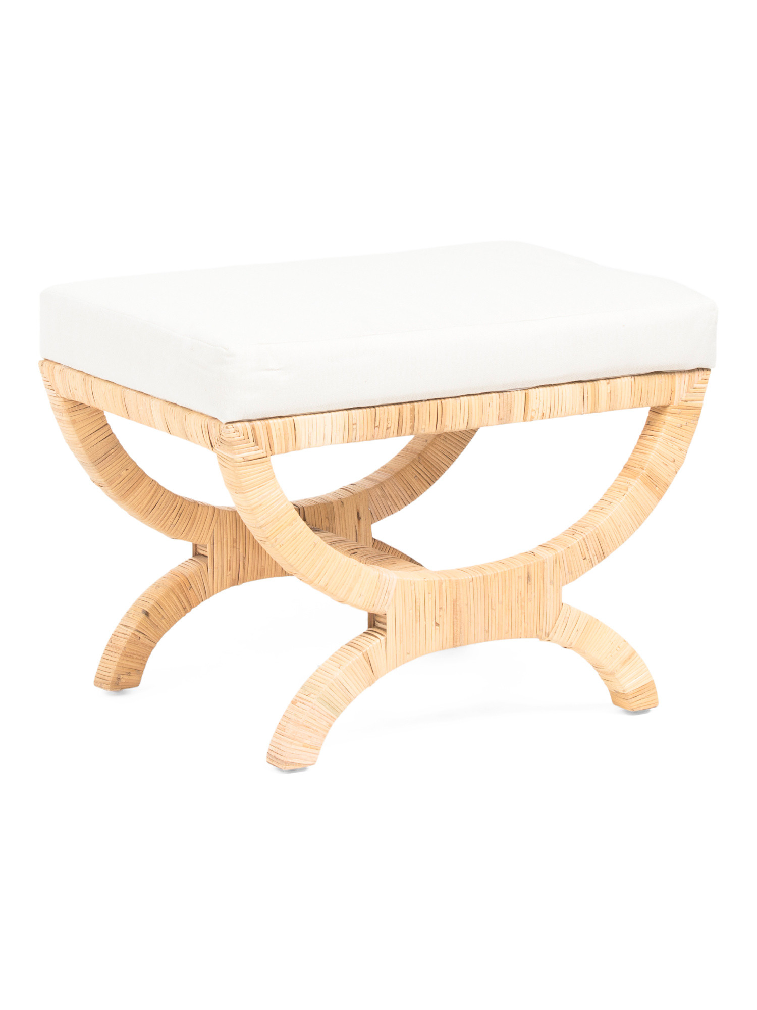 26x19 Azura Rattan Ottoman With Cushion | TJ Maxx