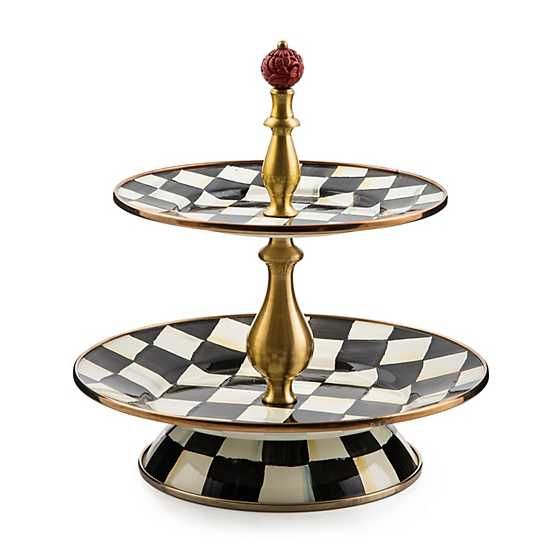 Courtly Check Enamel Two Tier Sweet Stand | MacKenzie-Childs