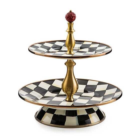 MacKenzie-Childs | Courtly Check Enamel Two Tier Sweet Stand | MacKenzie-Childs