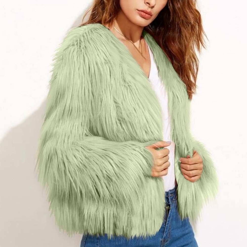 COTECRAM Winter Coats for Women Warm Faux Fur Coat Fashion Cropped Puffer Jackets for Evening Dre... | Amazon (US)