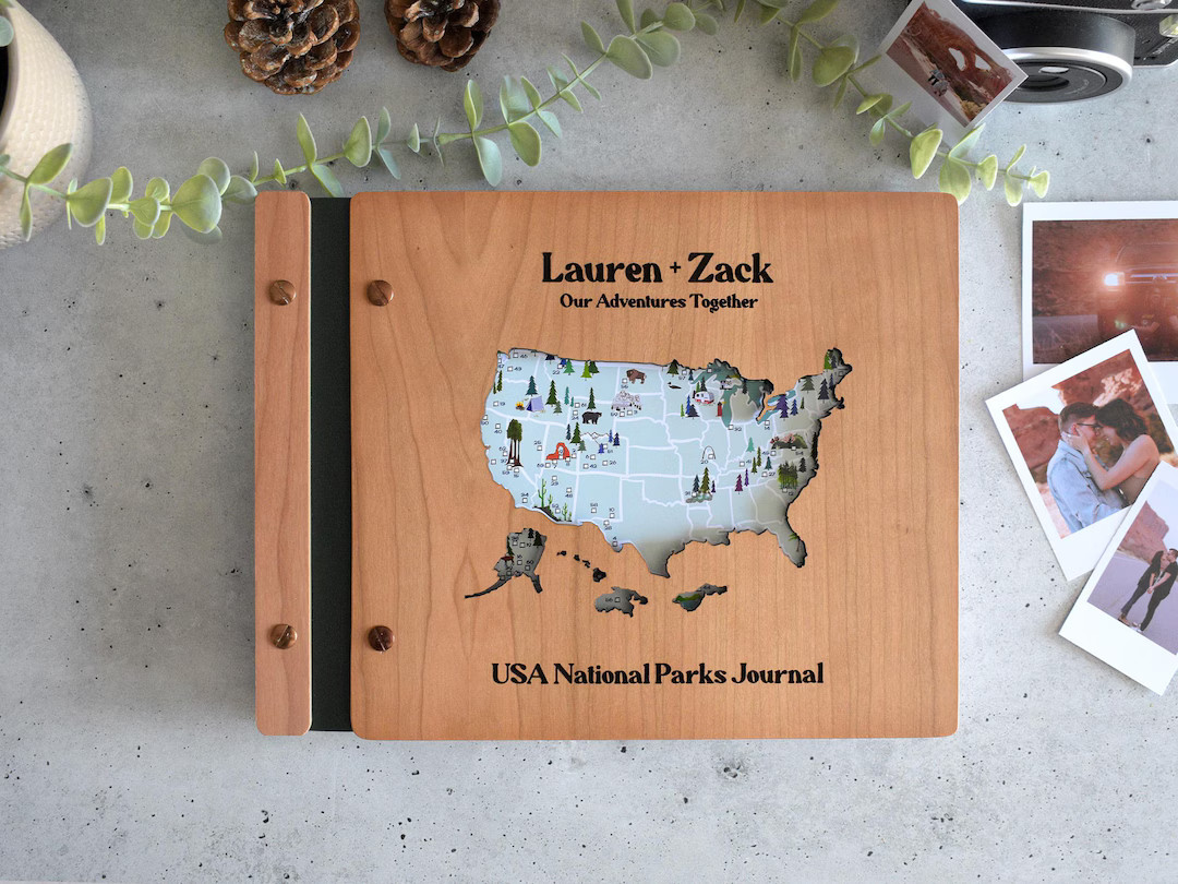USA National Park Map Adventure Book, National Park Sign, Wooden Travel Map, Gift for Dad, Person... | Etsy (US)