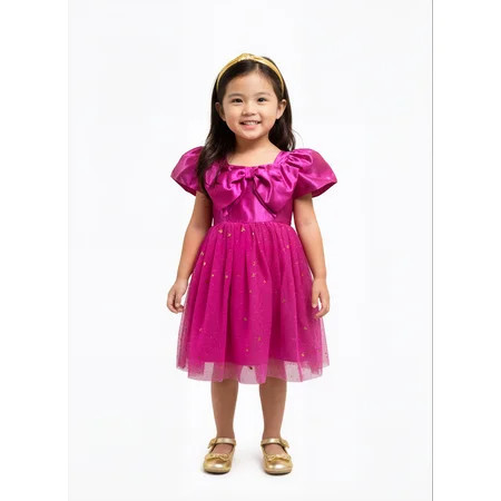 Dreaming of Lucy Toddler Girls Starry Bow Tutu Dress with Short Sleeves, Sizes 12M- 5T | Walmart (US)