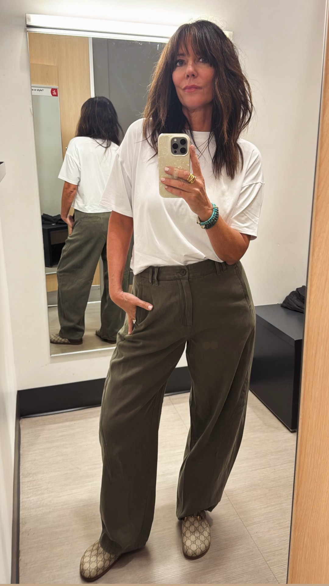 Love the shape of these pants, slightly barrel but longer, slouchier -  wearing size 8 and letting them sit a tad lower 😎

@targettrendsetter @Target

#LTKOver40 #LTKSaleAlert #LTKTravel