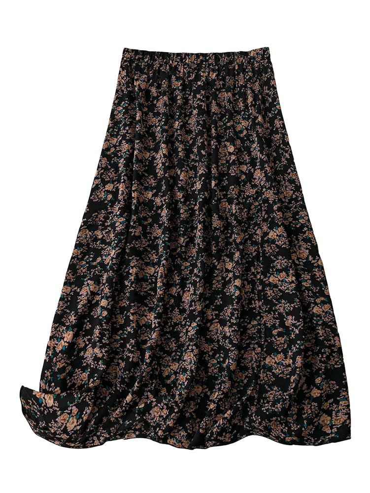 MakeMeChic Women's Plus Size Floral Print Elastic High Waist Ruffle A Line Long Maxi Skirts | Amazon (US)