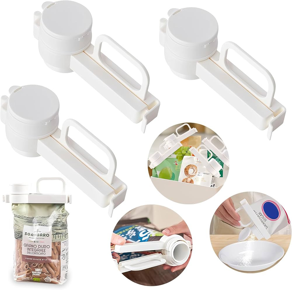 3 Pack Food Bag Clips with Pour Spouts, Food Storage Sealing Clips with Pour Spouts, Multifunctio... | Amazon (US)