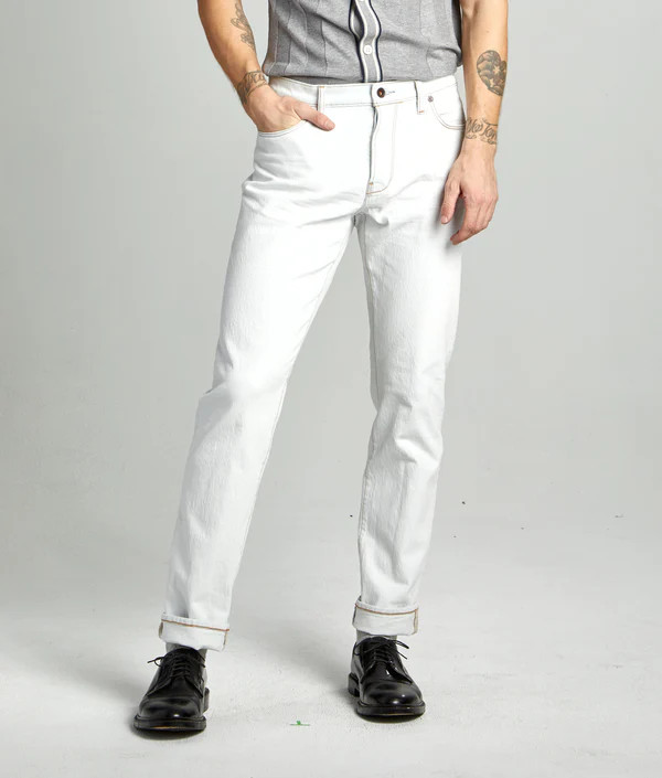 Slim Fit Stretch Jean in White Wash | Todd Snyder