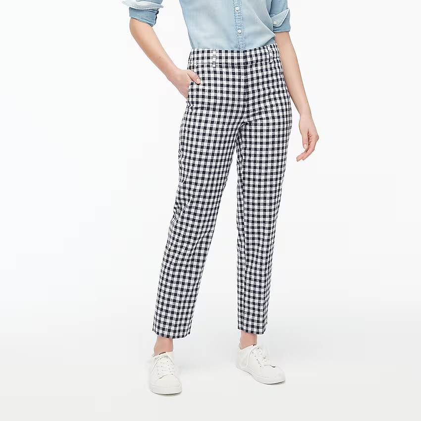 Gingham linen-cotton Holland pant | J.Crew Factory