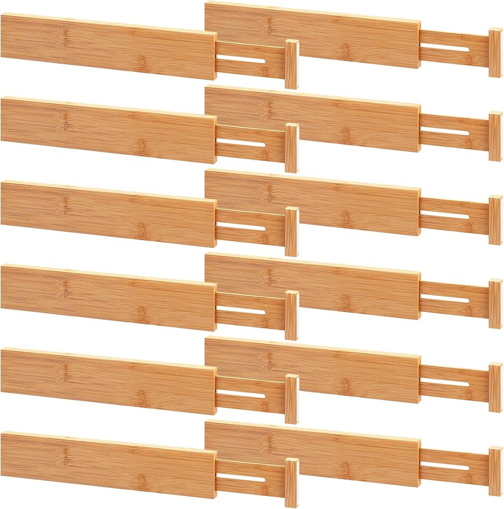 FILWH Bamboo Drawer Dividers Perfect Expandable Wooden Drawer Dividers for Kitchen Spring Loaded ... | Amazon (US)