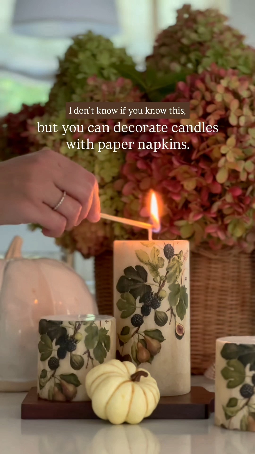 An easy fall DIY with paper napkins and wax candles.

#LTKHome #LTKSeasonal