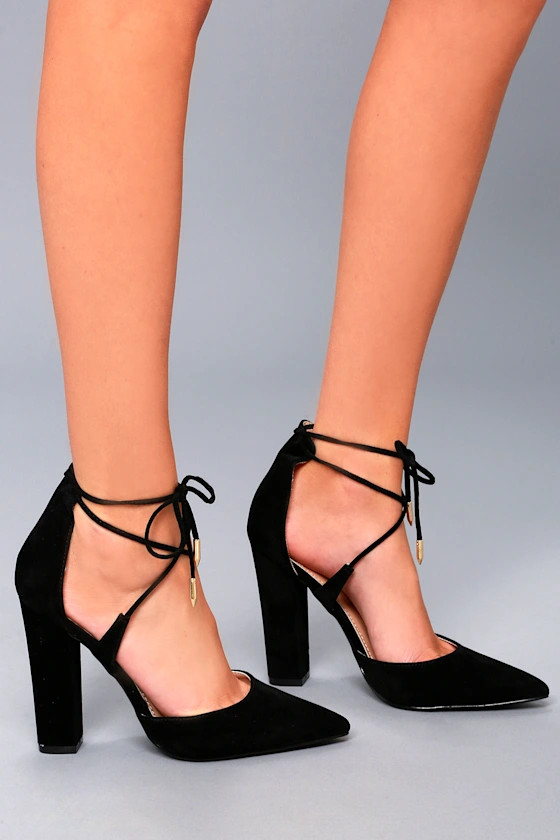 Luna Black Suede Lace-up Heels | Lulus (US)