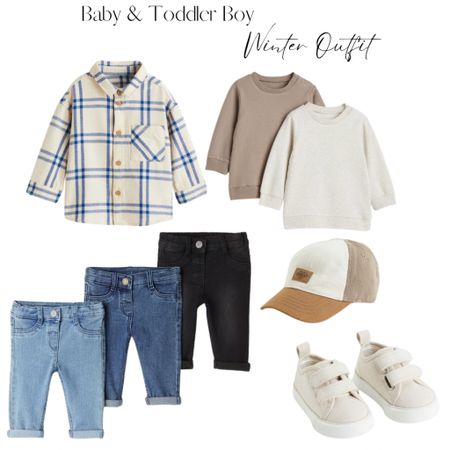 Baby boys can have some style just like daddy! This adorable baby shacket paired with a crew neck sweatshirt and some fitted jeans looks so cute with some canvas sneakers and a fitted hat. This baby and toddler boy outfit is perfect for the end of winter early spring season!

#LTKSeasonal #LTKkids #LTKbaby