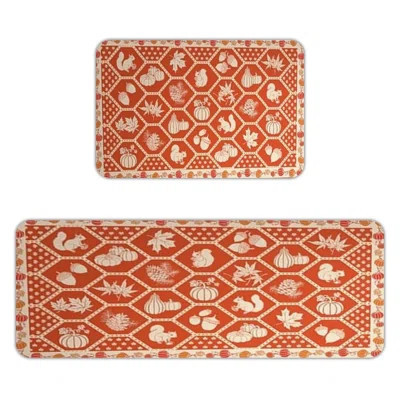 Fall Pumpkin Squirrel Floor Mats, 2-Piece Anti-Slip Flannel Rugs for Kitchen & Bedroom | Wayfair North America