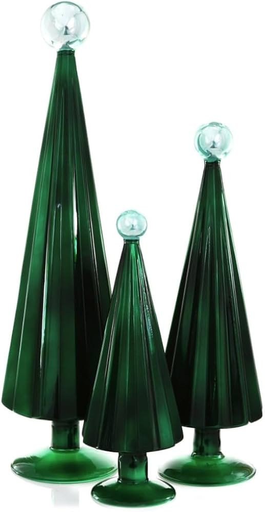 Cody Foster & Co Juniper and Sky Pleated Glass Trees Set of 3 CD-1845-JS | Amazon (US)