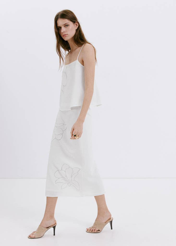 Tank top with floral detail white - Women - M - MANGO | Mango (US/MX/AU)