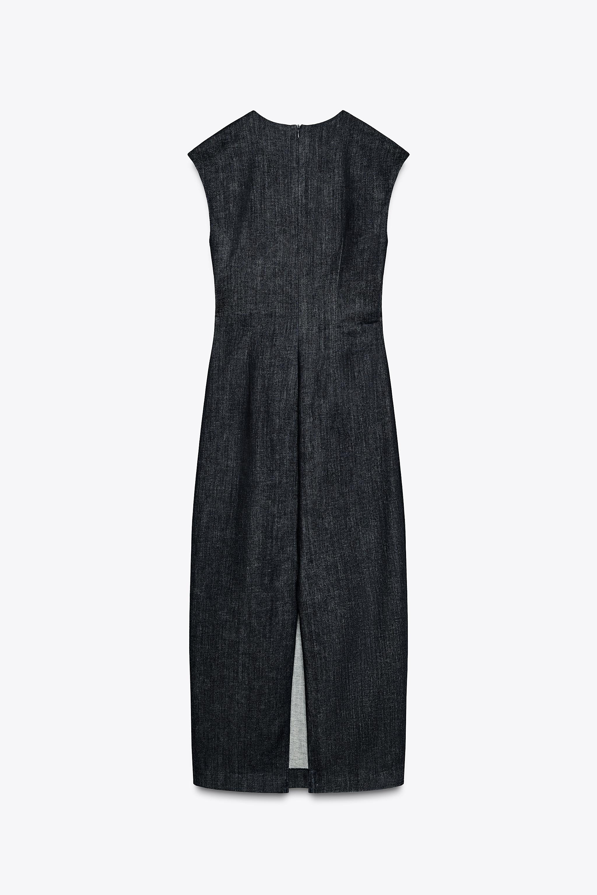 Z1975 GOLD APPLIQUÉ DENIM MIDI DRESS | Zara UK
