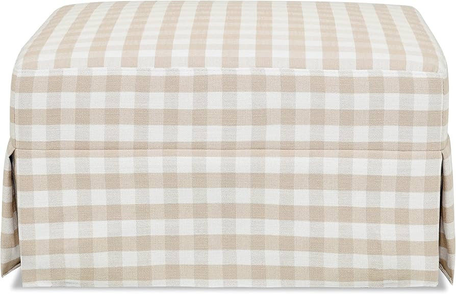 Namesake Crawford Gliding Ottoman in Tan Gingham, Water Repellent & Stain Resistant, Greenguard G... | Amazon (US)