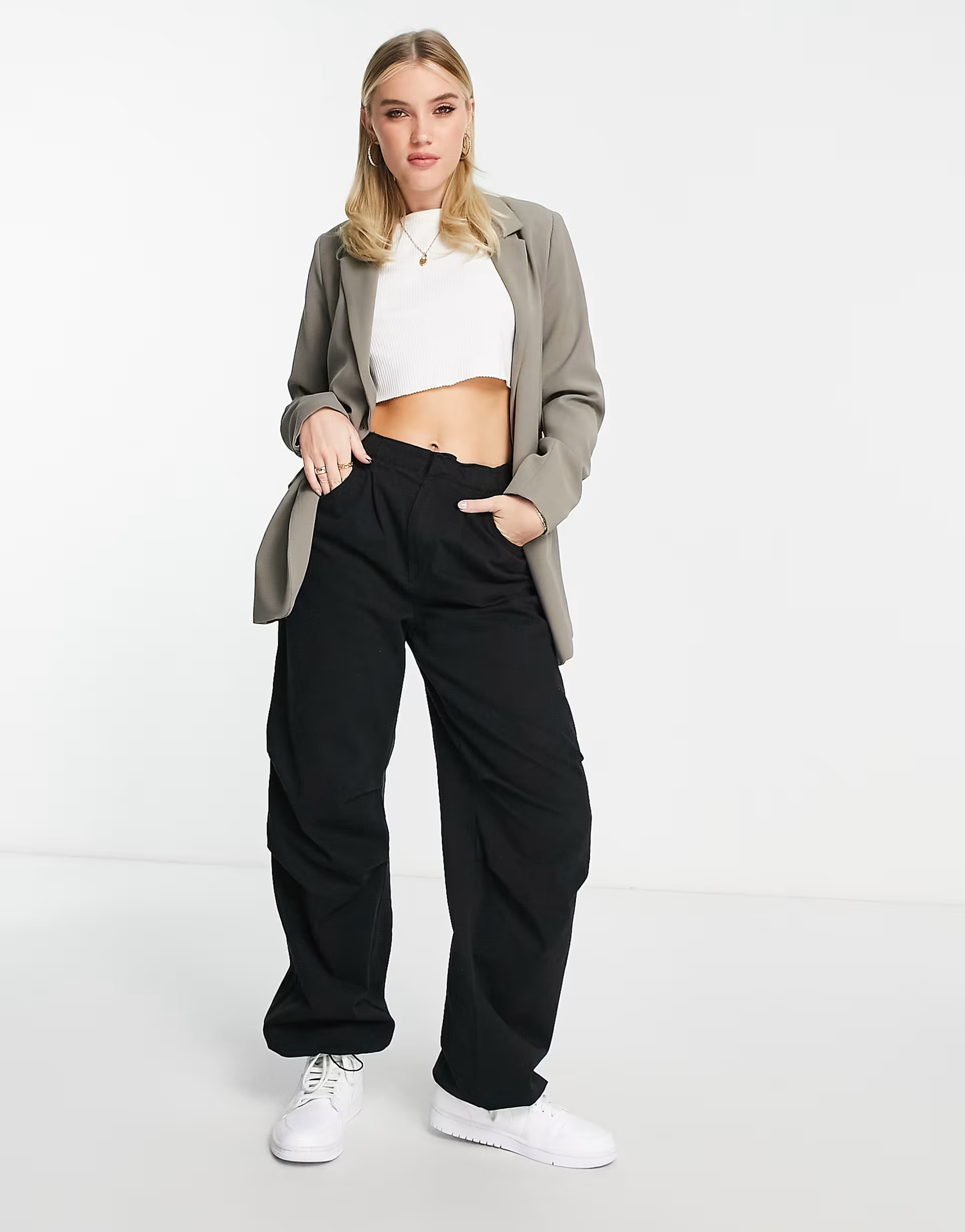 Pull&Bear oversized masculine blazer in beige | ASOS (Global)