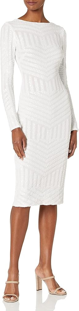 Dress the Population Women's Emery Long Sleeve Stretch Sequin Midi Sheath | Amazon (US)