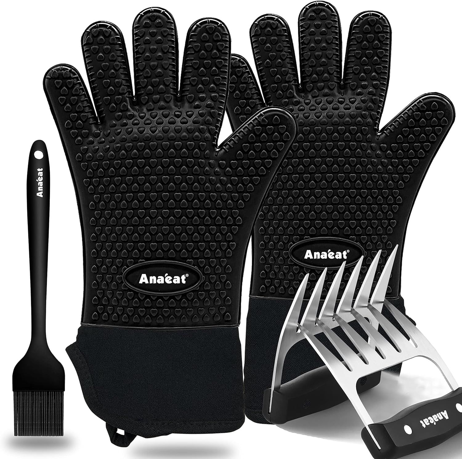 Anaeat Heat Resistant BBQ Grill Gloves, Meat Shredder Claws and Silicone Basting Brush BBQ Access... | Amazon (US)