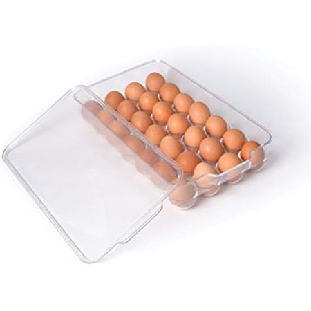 Totally Kitchen Plastic Egg Holder, BPA Free Fridge Organizer with Lid & Handles, Refrigerator Stora | Amazon (US)