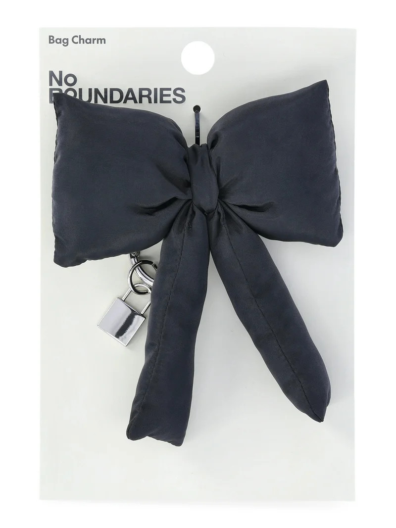 No Boundaries Women's Bag Charm, Black Puffer Bow - Walmart.com | Walmart (US)