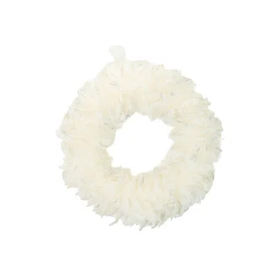 Hangable White Feathery Wreath | Wayfair Professional