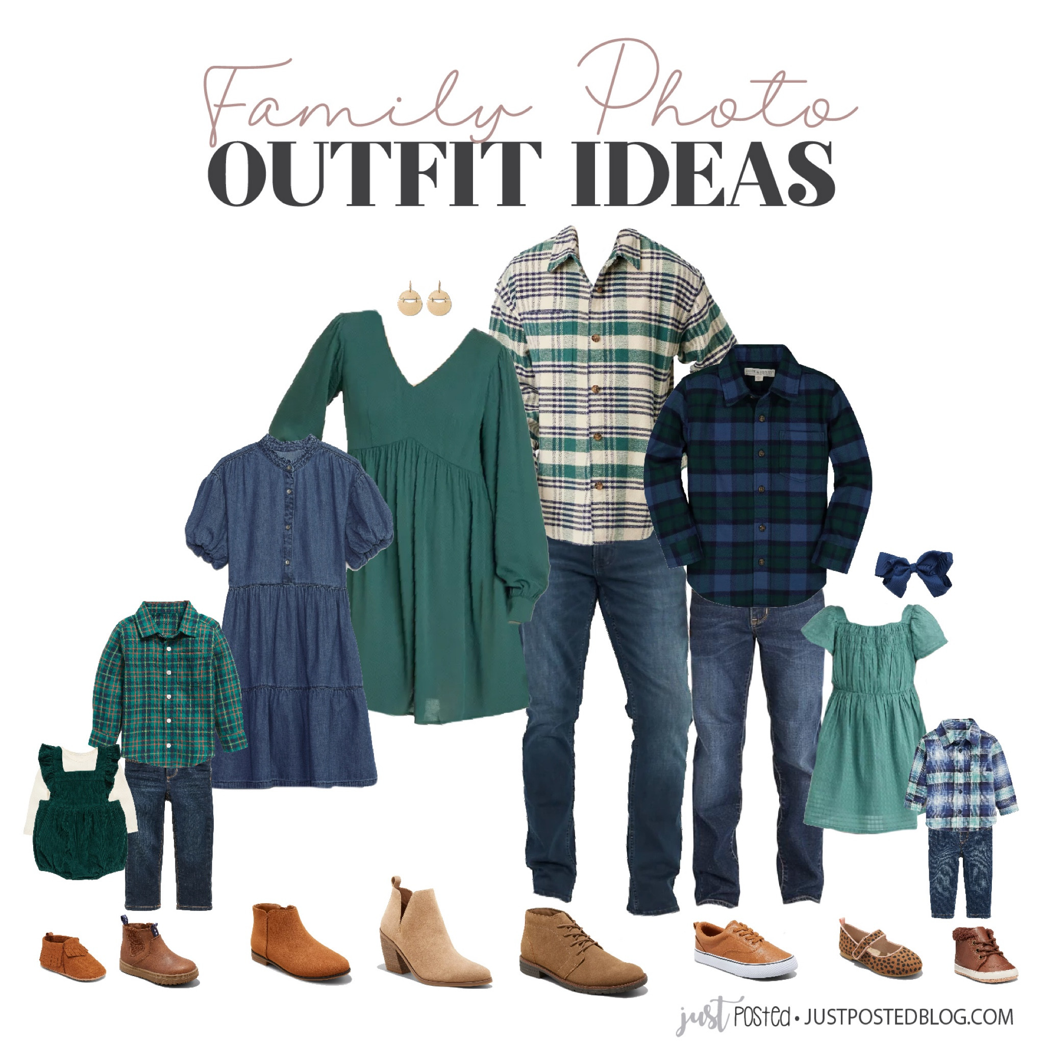 Ideas for what to wear for fall family pictures! Love this matching family photo look  