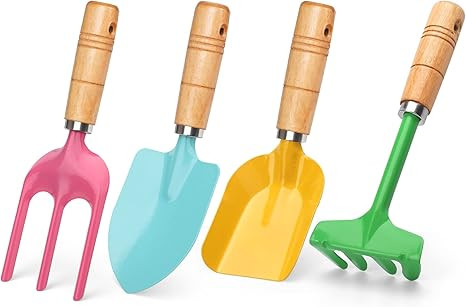 Beach Toy Scoop Sand Spade, Kids Small Garden Tool Set Toy, Rake, Spade, Hoe and Leaf Rake, Beach... | Amazon (US)