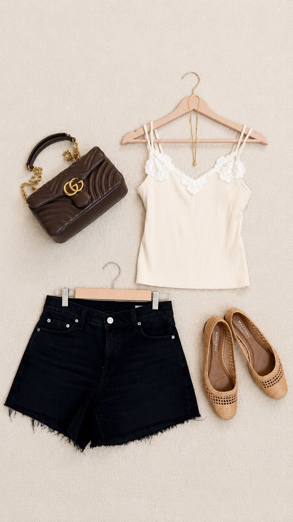 The pieces I reach for again and again. 🤍

When your wardrobe is built around timeless essentials, getting dressed becomes effortless.

A lace-trim tank, black denim shorts, woven flats, and a structured bag create an outfit that’s polished enough for lunch, comfortable enough for errands, and classic enough to wear for years.

If you’re building a capsule wardrobe, start with versatile pieces that mix and match instead of chasing trends. These are the staples I wear on repeat all summer long.

Everything is linked in my LTK, including my favorite black denim shorts, lace tank, woven flats, designer bag, and everyday jewelry.

#LTKootd #LTKSeasonal #LTKPetite