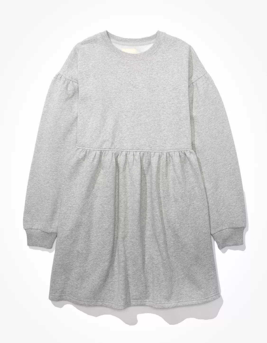AE Long-Sleeve Fleece Babydoll Mini Dress | American Eagle Outfitters (US & CA)