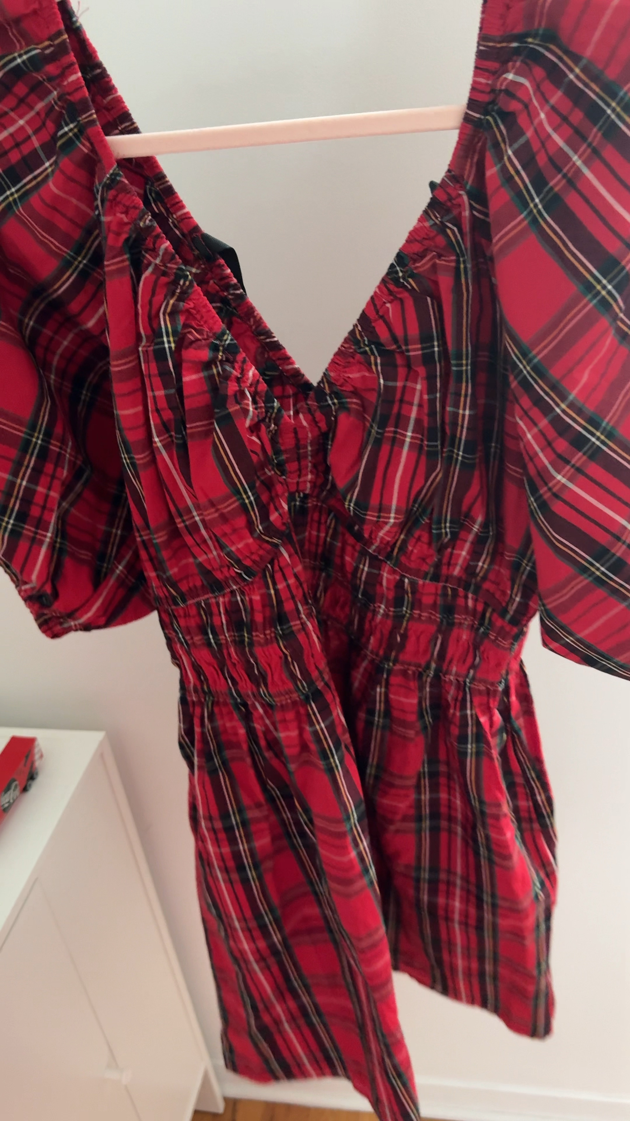 Only available in black 
It has a v neck , it ties in the back , the sleeves are puffy and the waist is so comfy. This holiday print is available only in the top 
Bump friendly holiday dress 


#LTKHoliday #LTKSaleAlert #LTKBump