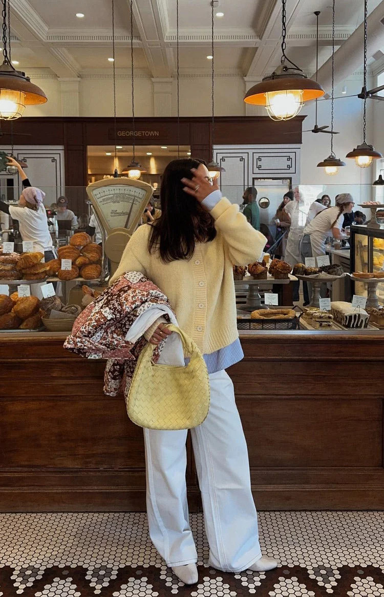 Ellia Butter Yellow Button Down Cardigan | Beginning Boutique (US)