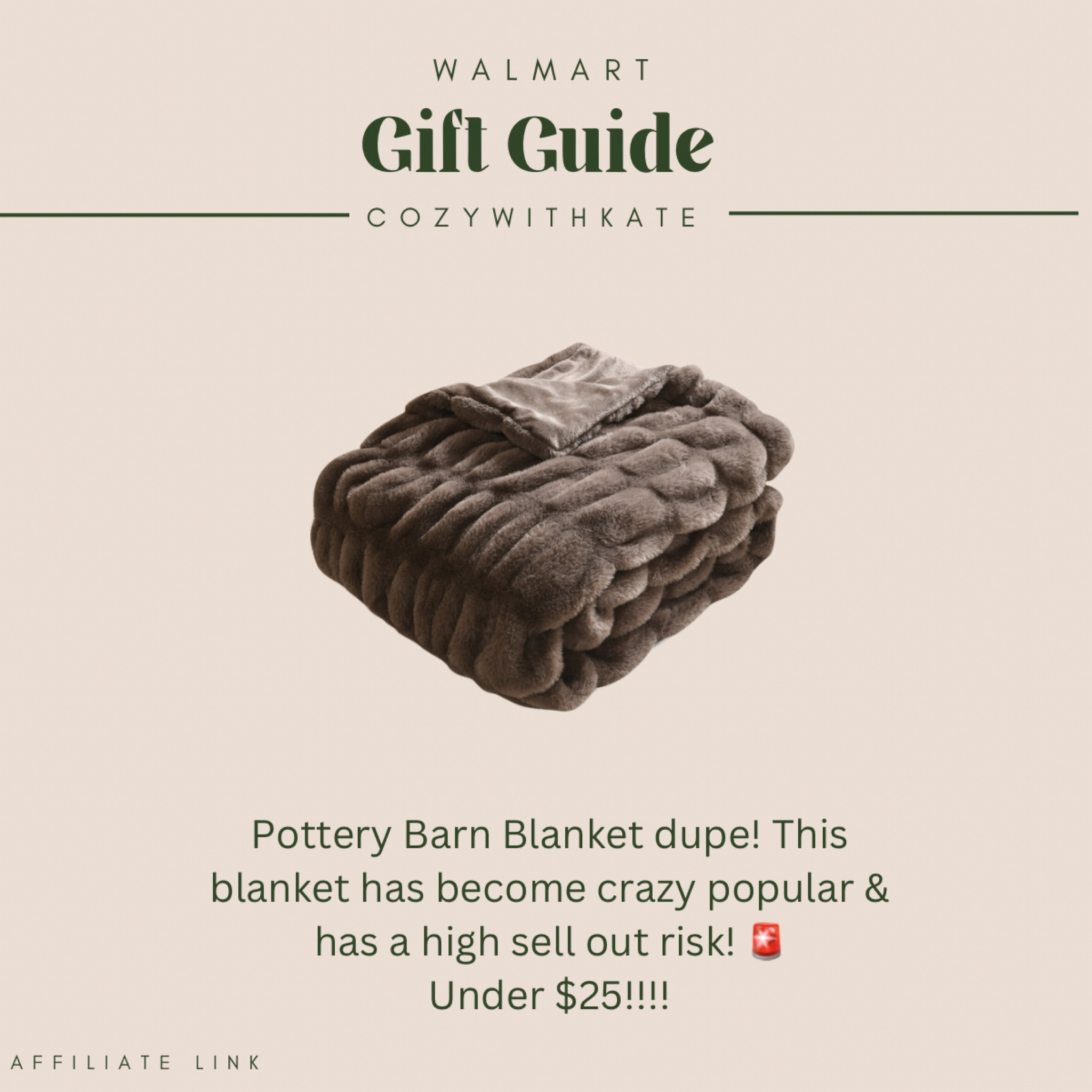 Pottery Barn blanket dupe! Under $25 . This blanket has become very popular (it’s so cozy) & has a high sell out risk! Grab one for yourself or a loved one. The perfect gift idea! 

#walmart #walmartfinds #potterybarn #dupe #k #ltk #discoverunder #blogger #influencer #christmas #christmastime #holiday #giftguide 

#LTKHoliday #LTKhome #LTKGiftGuide