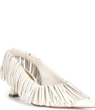Warrick Leather Fringe Slingback Pumps | Dillard's