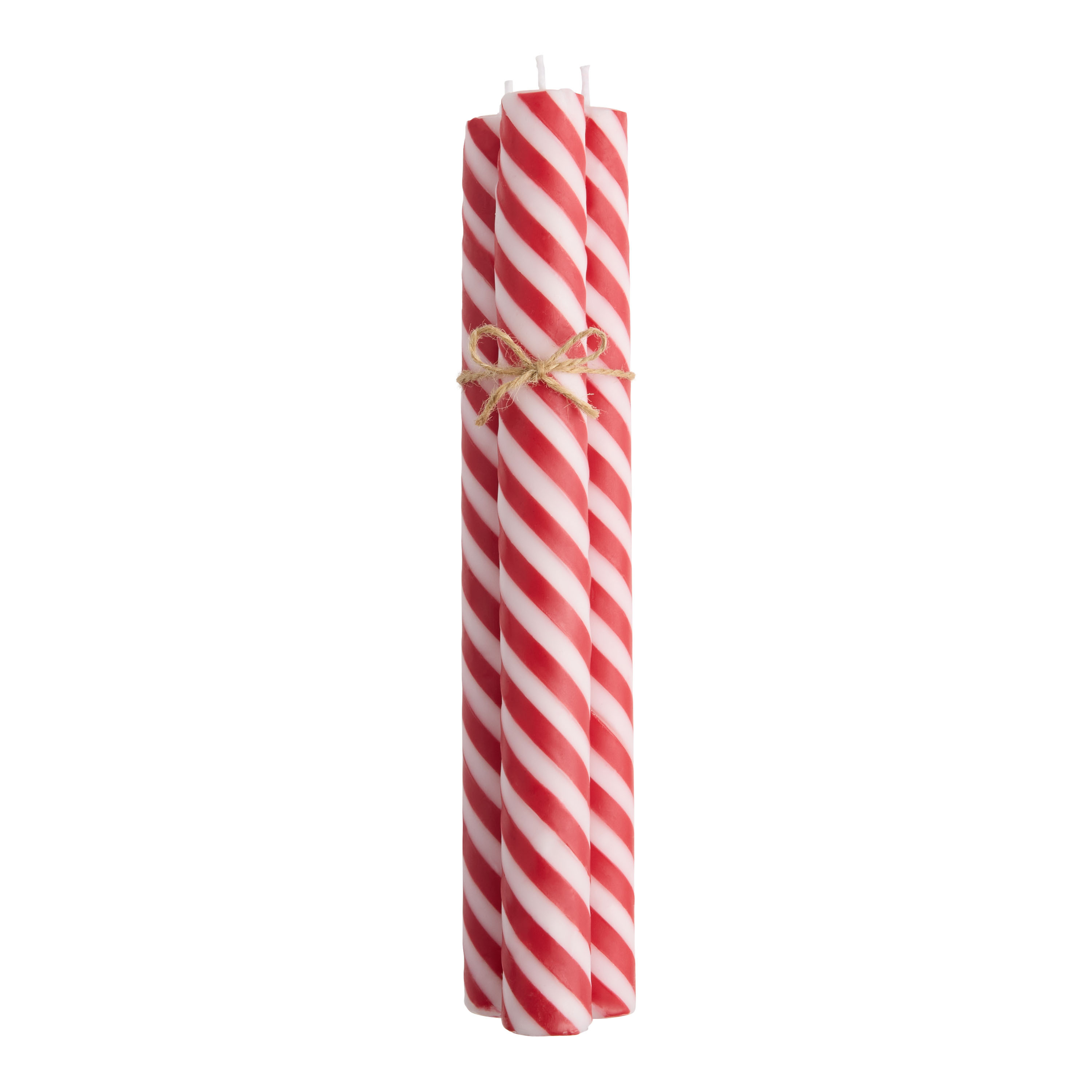 Striped Candy Cane Taper Candles 3 Pack | World Market