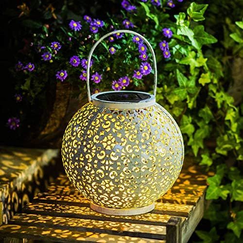 Solar Big Lantern Hanging Garden Outdoor Lights Metal Waterproof LED Table Lamp Decorative | Amazon (US)