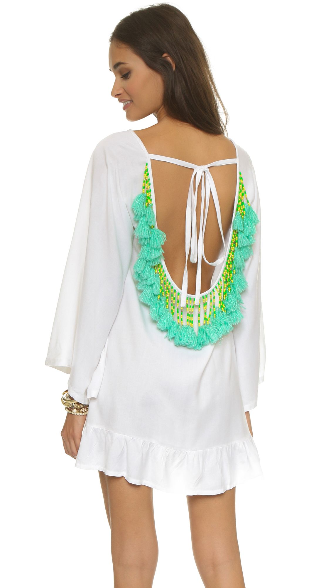 Sundress Indiana Short Beach Dress - White/Turq Alaia | Shopbop