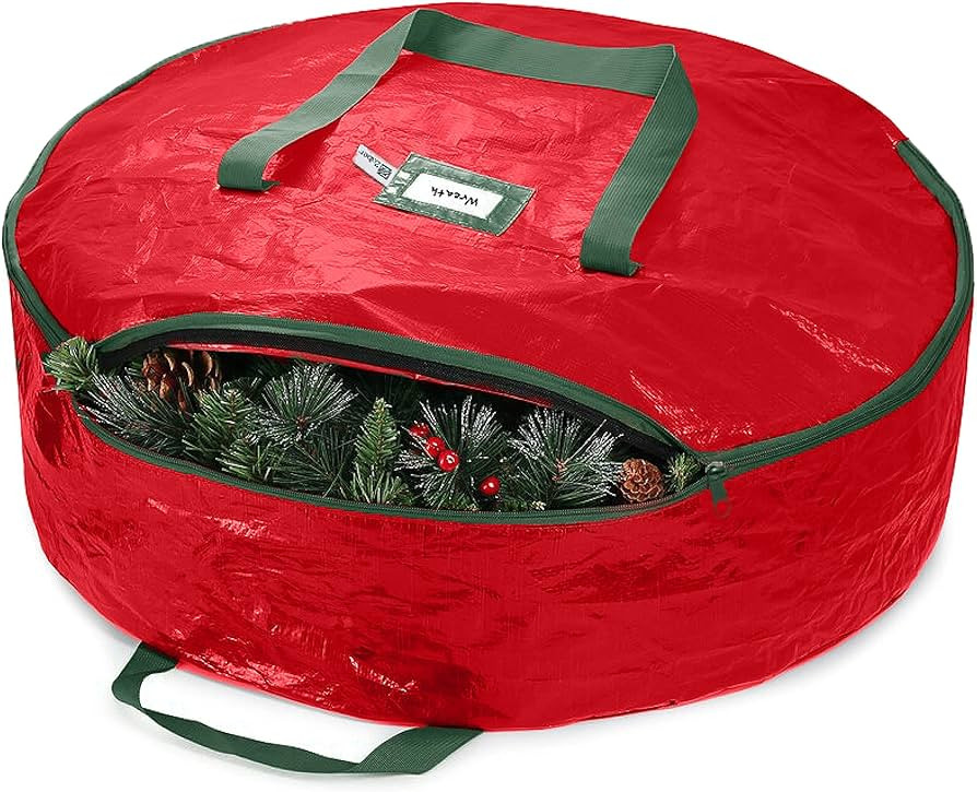 ZOBER Christmas Wreath Storage Container 30 Inch - Wreath Bag for Artificial Wreaths Box - Dual Z... | Amazon (US)