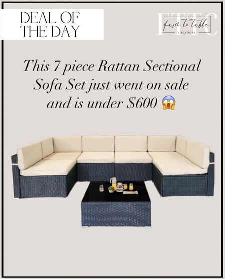 Deal of the Day. Follow @farmtotablecreations on Instagram for more inspiration. 7 Piece Rattan Sectional Sofa Set, Outdoor Conversation Set, All-Weather Wicker Sectional Seating Group with Cushions & Coffee Table, Morden Furniture Couch Set for Patio Deck Garden Pool. Outdoor Furniture. Patio Furniture. Patio Furniture Sale. Walmart Finds  

#LTKsalealert #LTKFind #LTKfamily